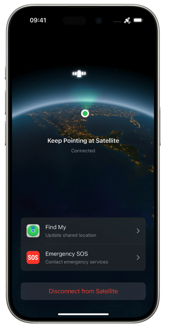 apple phone using satellite