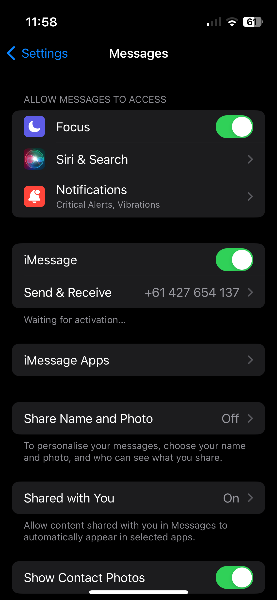 iphone setting