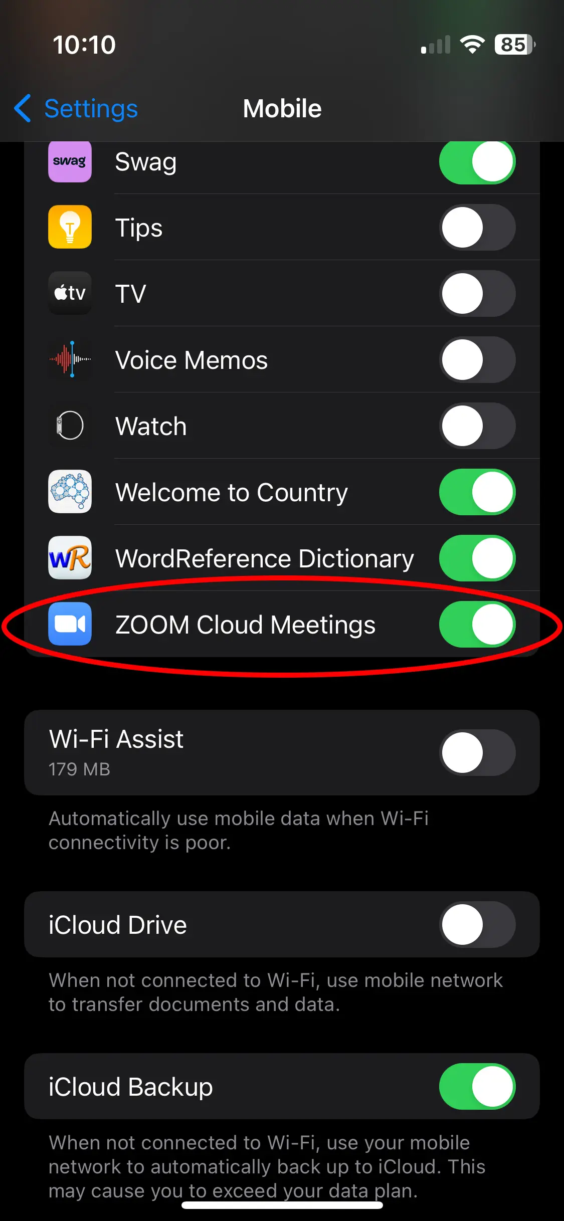 Turn off Background App Refresh